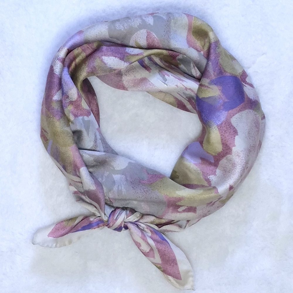 Floral 100% Silk Charmeuse Square Scarf